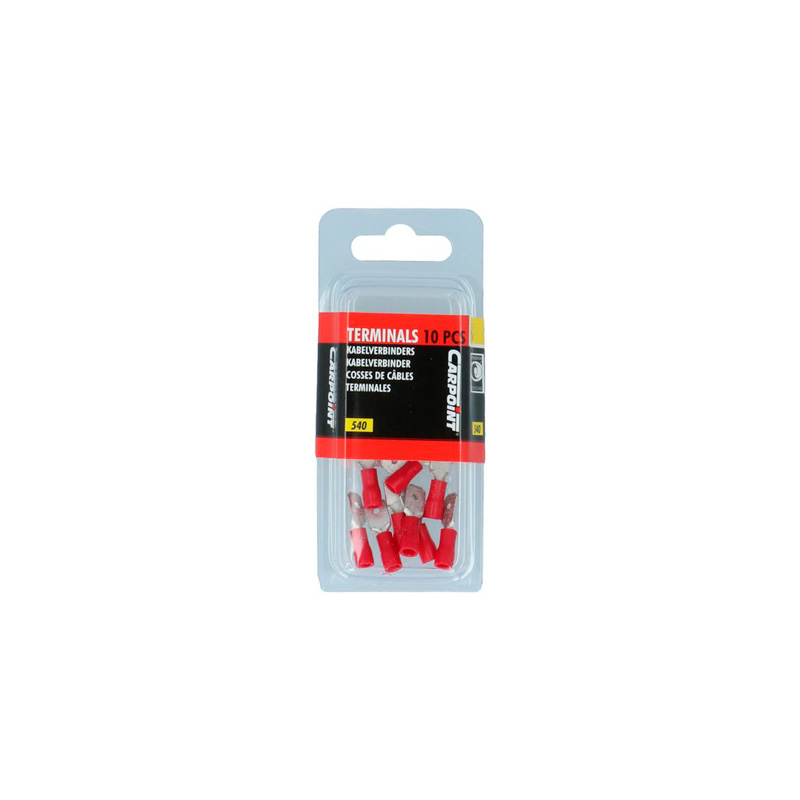 Carpoint Cosses Plates Mâles 540 Blister Rouge 10-pièces