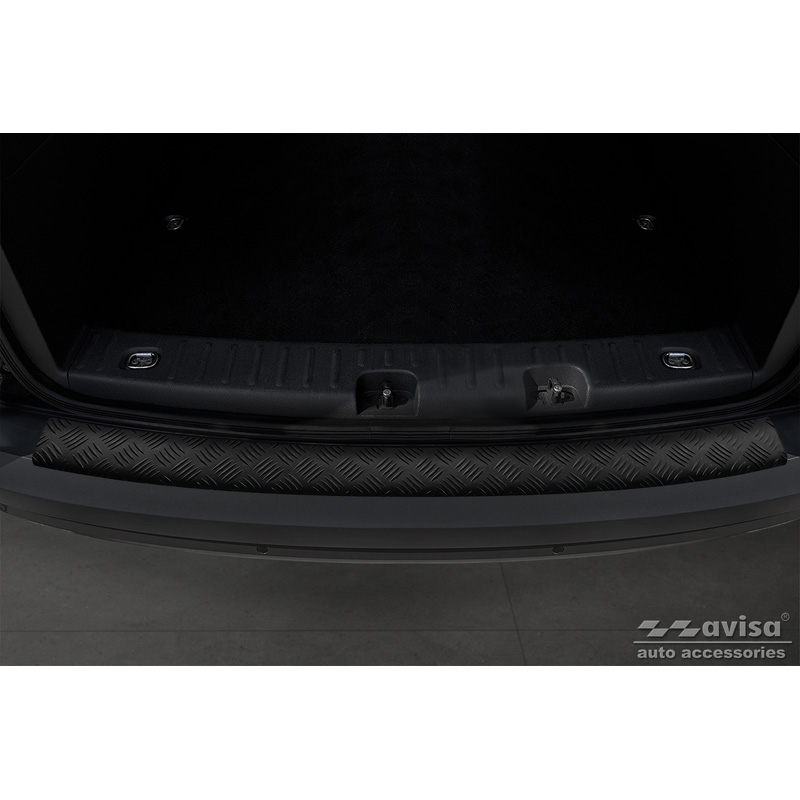 Protection de seuil arrière en aluminium noir mat sur mesure pour Volkswagen Caddy 2004-2015 & FL 2015-2020 'Riffled Plate'
