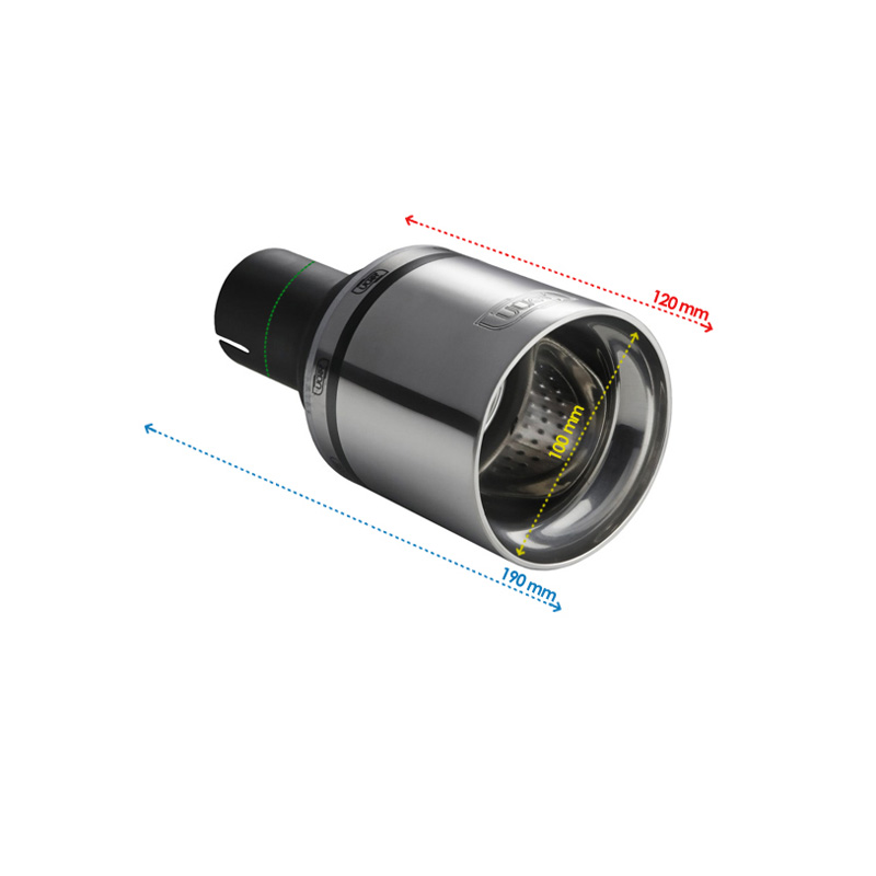 Ulter Sport Embout d'échappement - Ronde Race Ø100mm - Longueur 120mm - Montage ->50mm - Inoxydable
