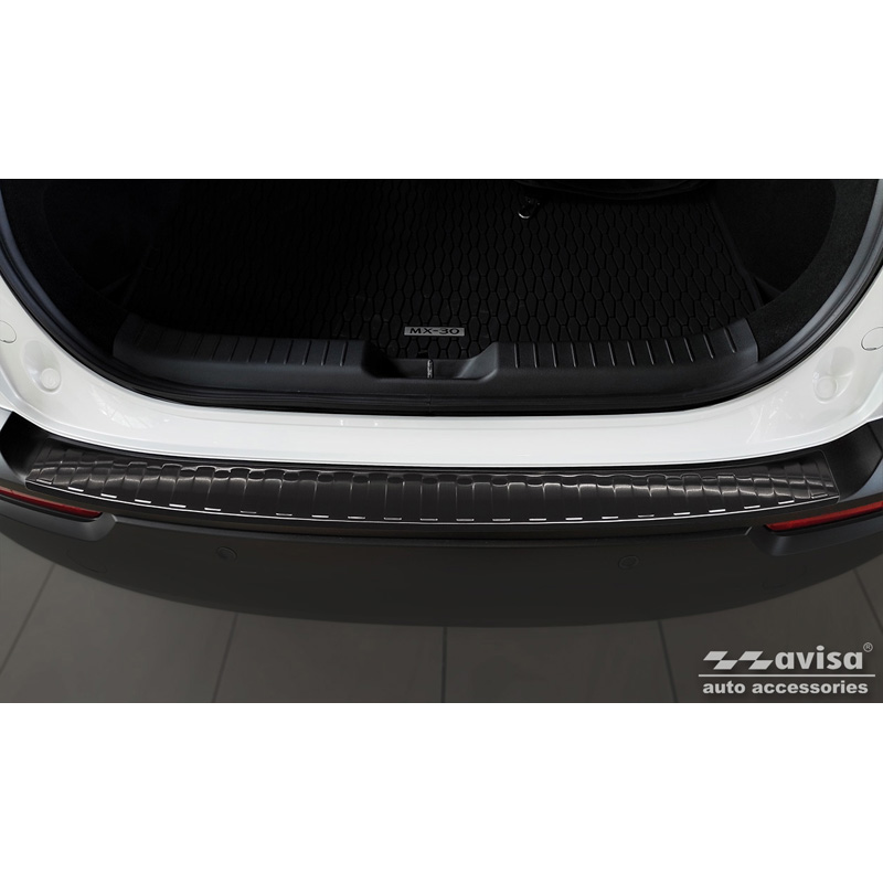 Protection de seuil arrière inox noir sur mesure pour Mazda MX-30 2020- - 'Ribs'