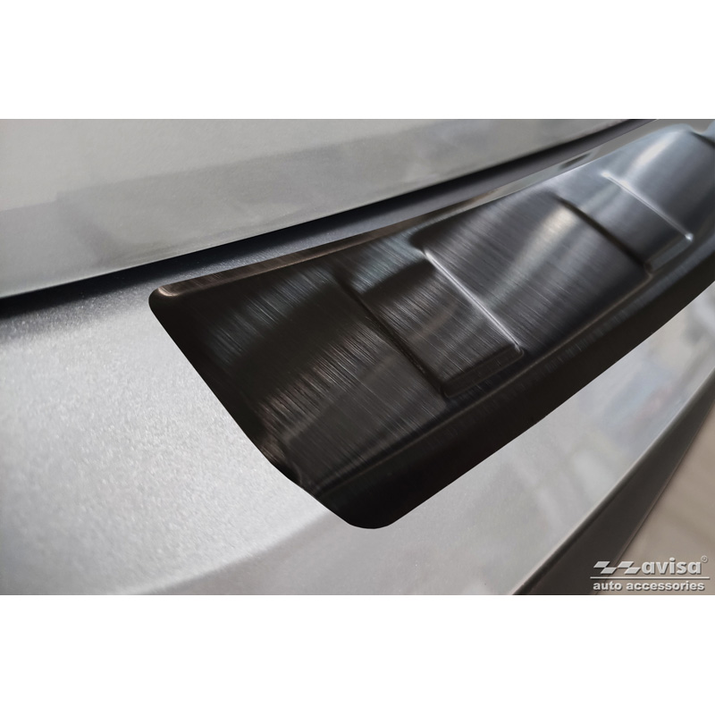Protection de seuil arrière inox noir sur mesure pour Skoda Enyaq iV 2020- excl. Coupe 'Ribs'