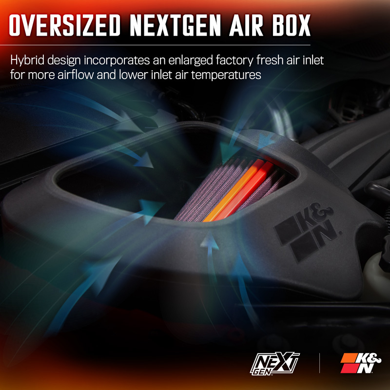 K&N NextGen d'admission d'air froid  sur mesure pour Jeep Wrangler 3.6L V6 2012-2018 (50-1566)