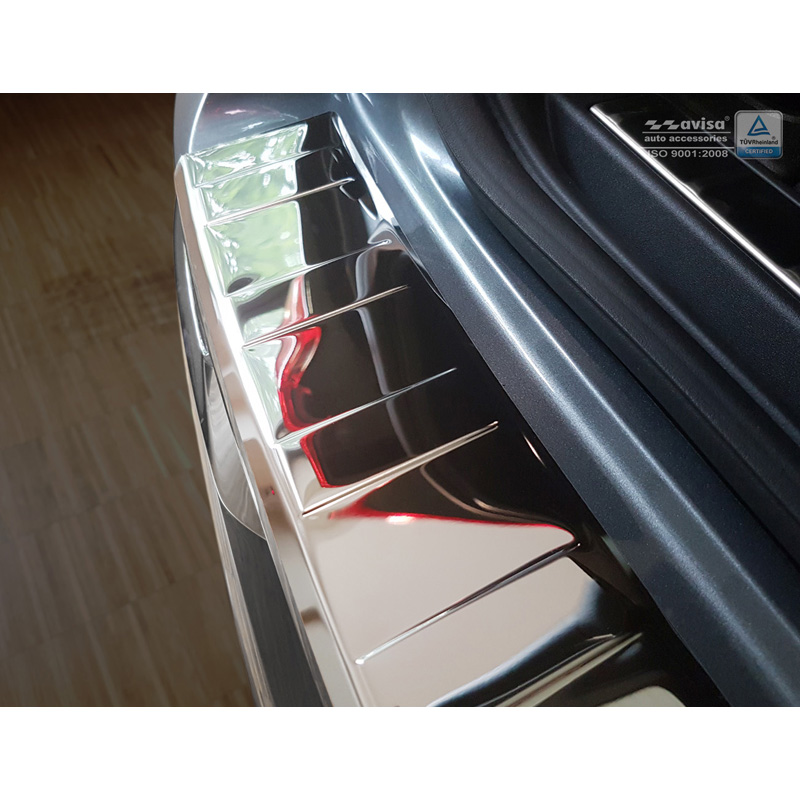 Protection de seuil arrière inox Chrome sur mesure pour Volvo XC60 II 2017-2021 & FL 2021- incl. R-Design 'Ribs'