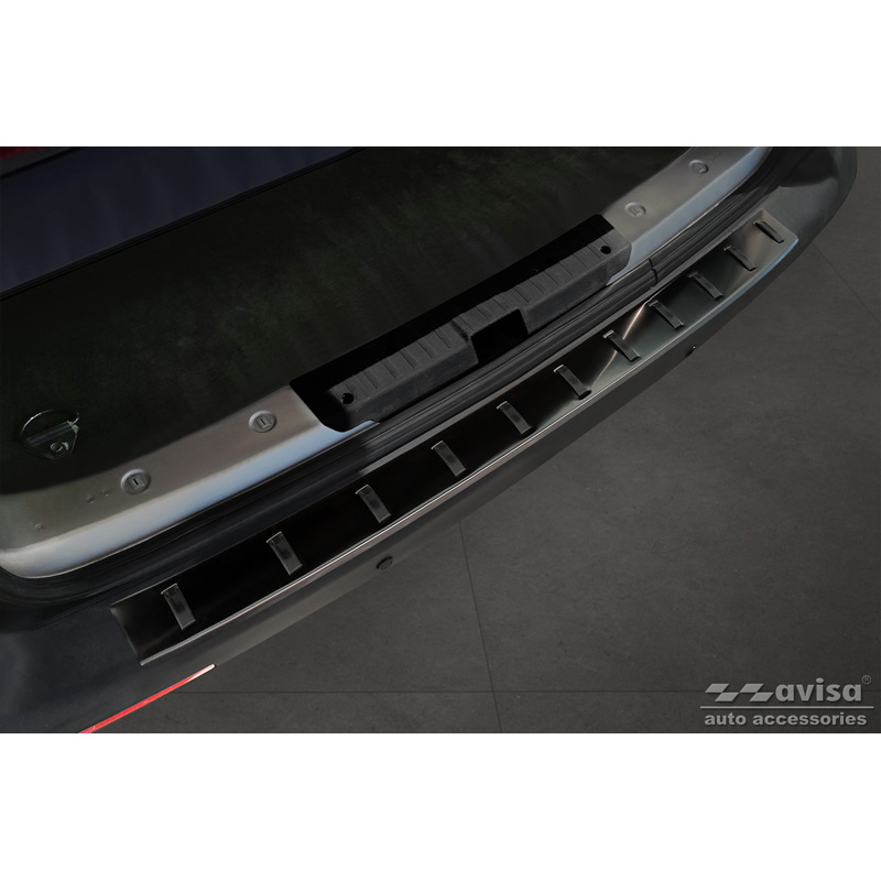 Protection de seuil arrière inox noir sur mesure pour Volkswagen Transporter T5 2003-2015 incl. Multivan/Caravelle 'STRONG EDITION'