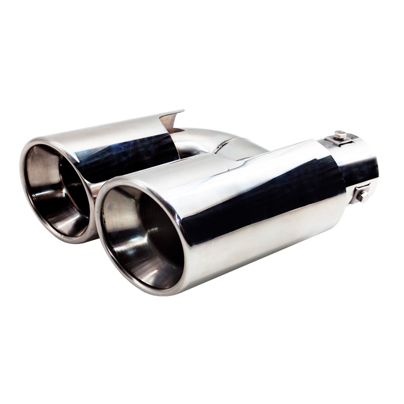 Simoni Racing Embout d'Échappement Rond Double Inox - Ø90xL220mm - Montage ->Ø37-59mm