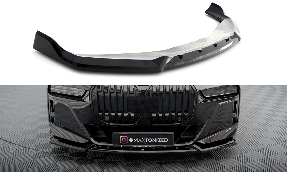 Voorspoiler V.2 BMW 7 Serie G70 M Pakket & M760E Maxton Glans Zwart