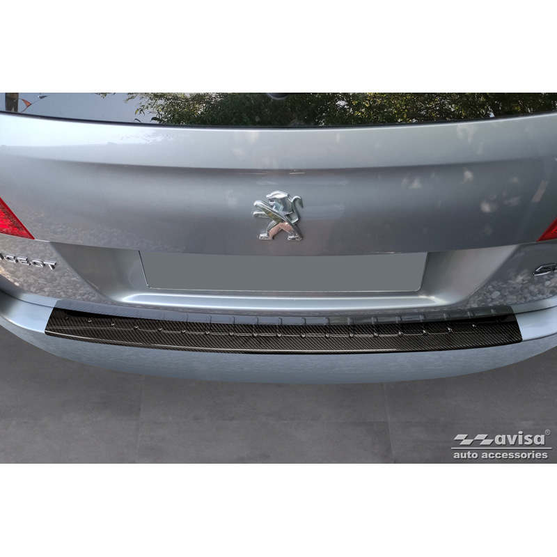 Protection de seuil arrière carboné 3D sur mesure pour Peugeot 508 I SW 2011-2014 & Facelift 2014-2018 'Ribs'