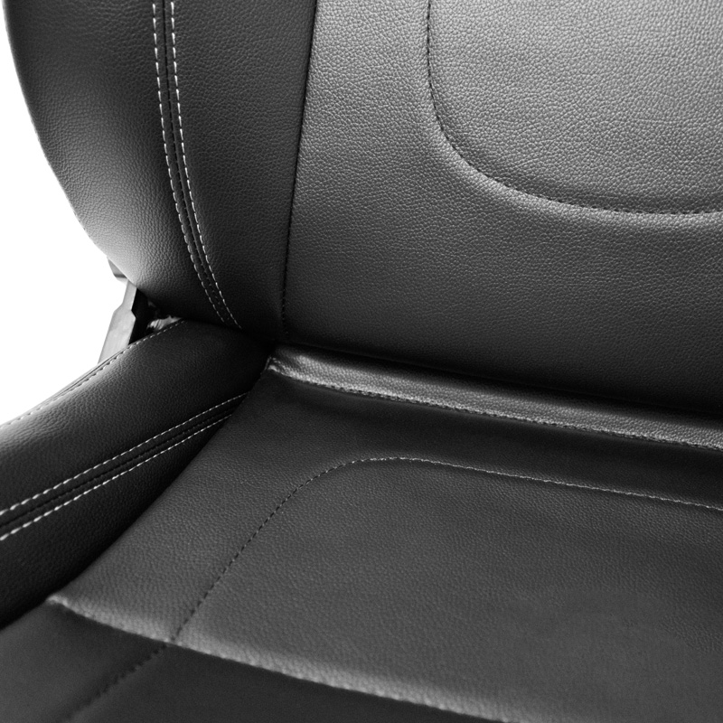 Siège baquet 'Retro II' - Simili Cuir Noir + Surpiqûres argent - Dossier réglable - incl. glissières