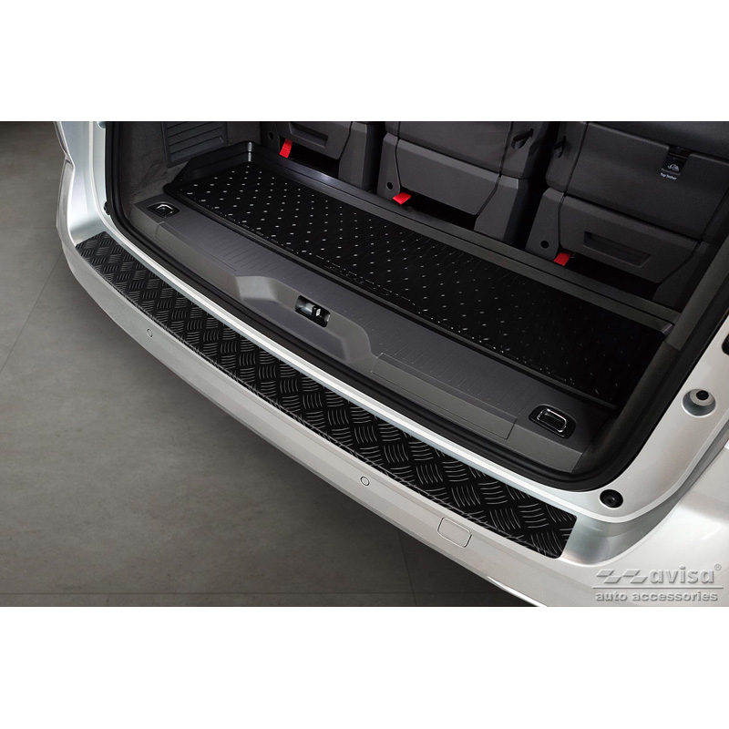 Protection de seuil arrière en aluminium noir mat sur mesure pour Volkswagen Multivan T7 2021- 'Riffled plate'