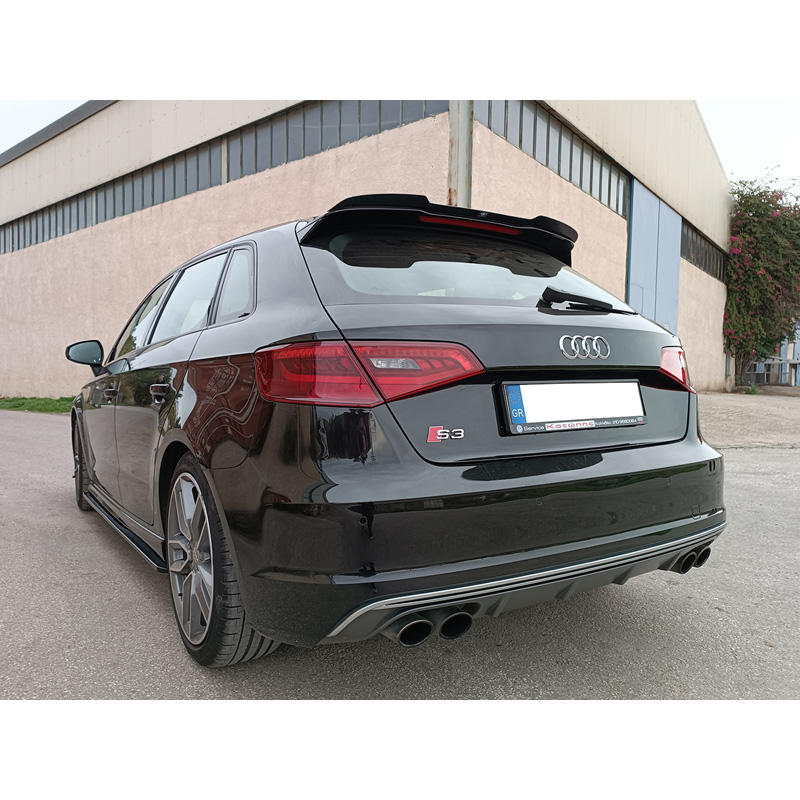 Becquet de toit (Spoiler Cap) sur mesure pour Audi A3 (8V) S-Line/S3 Hatchback/Sportback 2012-2016 (ABS Noir Luisant)