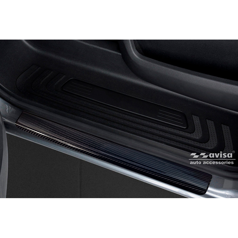 Seuils de portes carboné 3D noir sur mesure pour Mercedes Vito & Classe-V 2014-2019 & Facelift 2019- 2-pièces