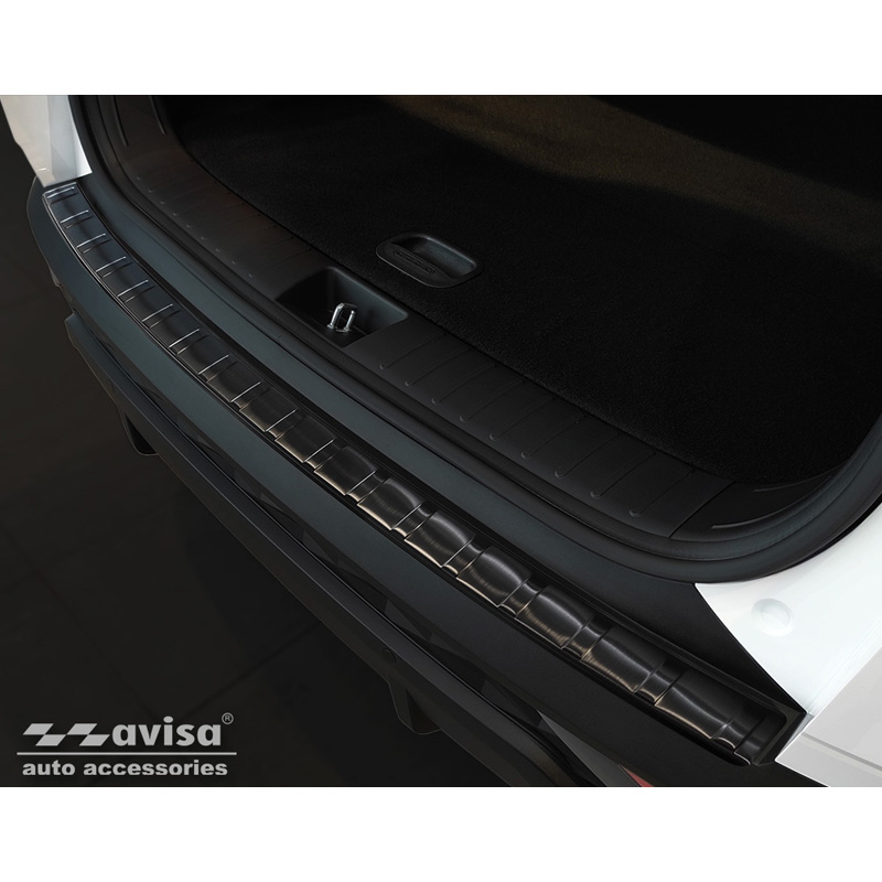 Protection de seuil arrière inox noir sur mesure pour Hyundai Tucson 2020-2024 & Facelift 2024- 'Ribs'