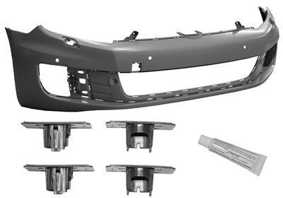 voorbumper, in primer, voor koplampsproeiers, PDC VW Golf VI GTI