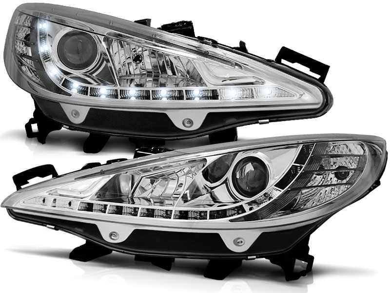 Headlights Peugeot 207 06- Devil Eyes Dlite LED Chrome