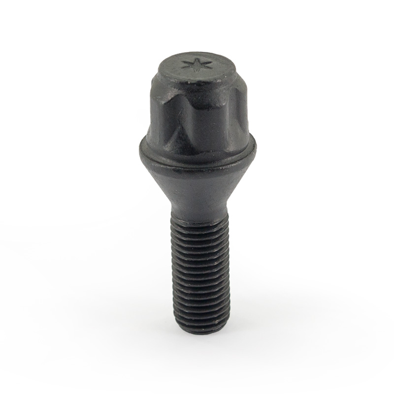 Jeu de antivol de roue H&R M12x1.50x30mm conique Noir - 4 boulons antivol de roues avec adaptateur