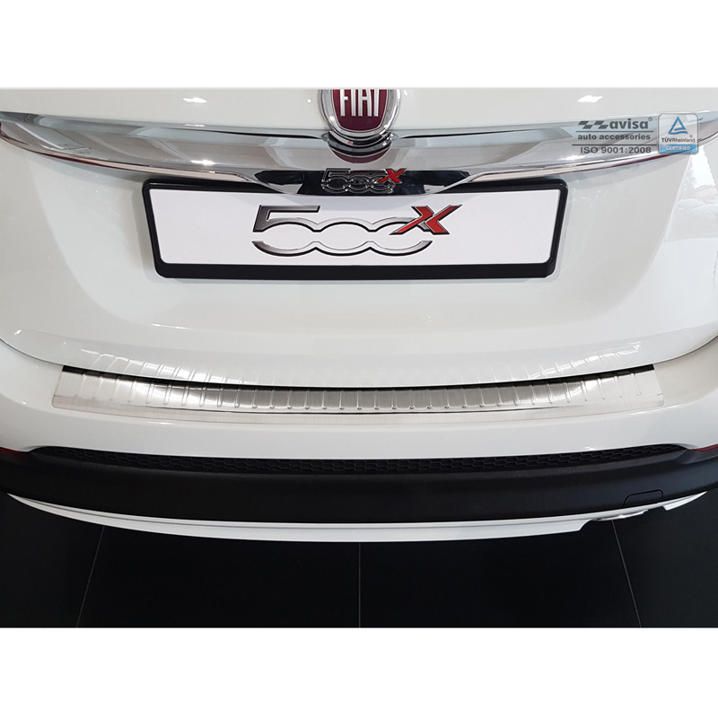 Protection de seuil arrière inox sur mesure pour Fiat 500X 2015-2018 'Ribs'