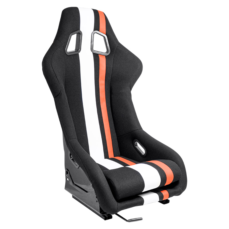 Siège baquet 'MO' - Noir/Rouge/Blanc - Dossier fixe en polyester - incl. glissières