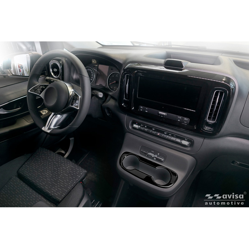 Avisa Enjoliveurs pour porte-gobelet Acier Inox sur mesure pour Mercedes Vito Tourer W447 Facelift 2024- - Noir