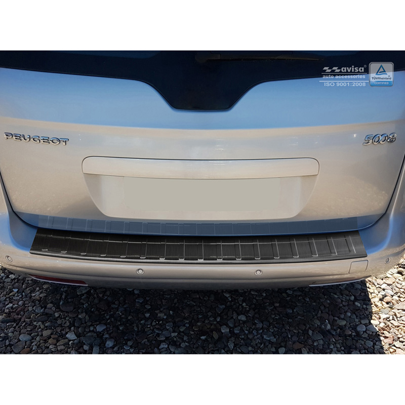 Protection de seuil arrière inox noir sur mesure pour Peugeot 5008 2009-2016 'Ribs'