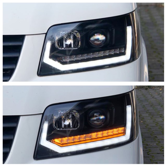 Headlights fits VW T5 03-09 Devil Eyes Dlite LED Dynamic