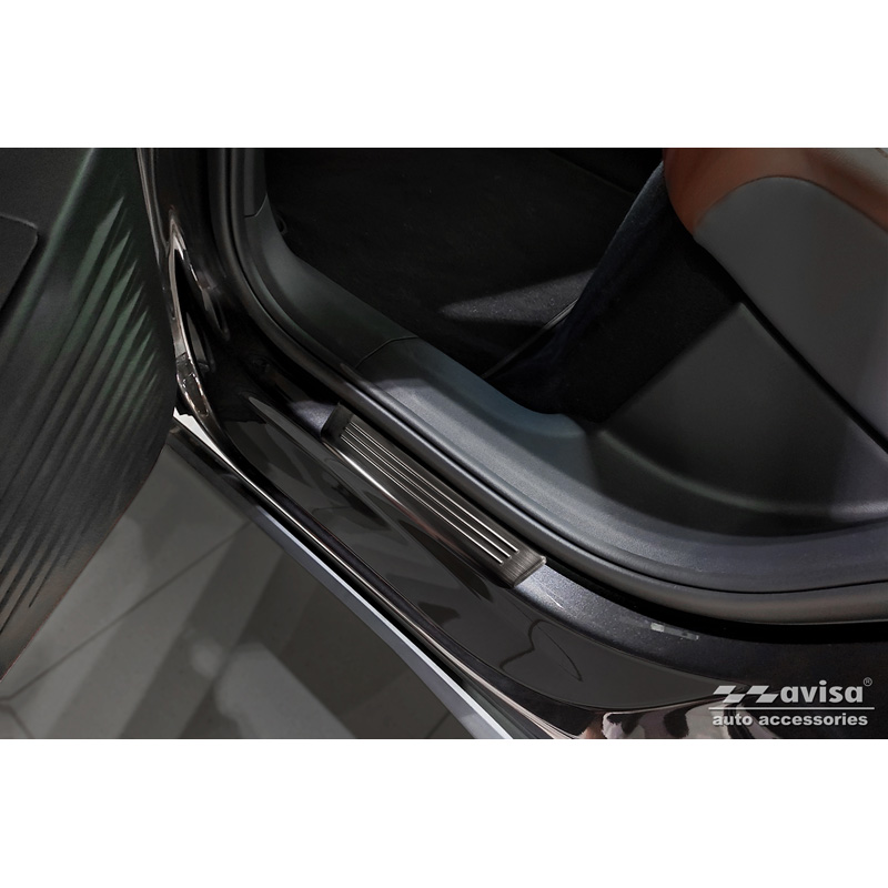 Seuils de portes inox noir sur mesure pour Volkswagen ID.4 2020-- - 'Special Edition' - 4-pièces