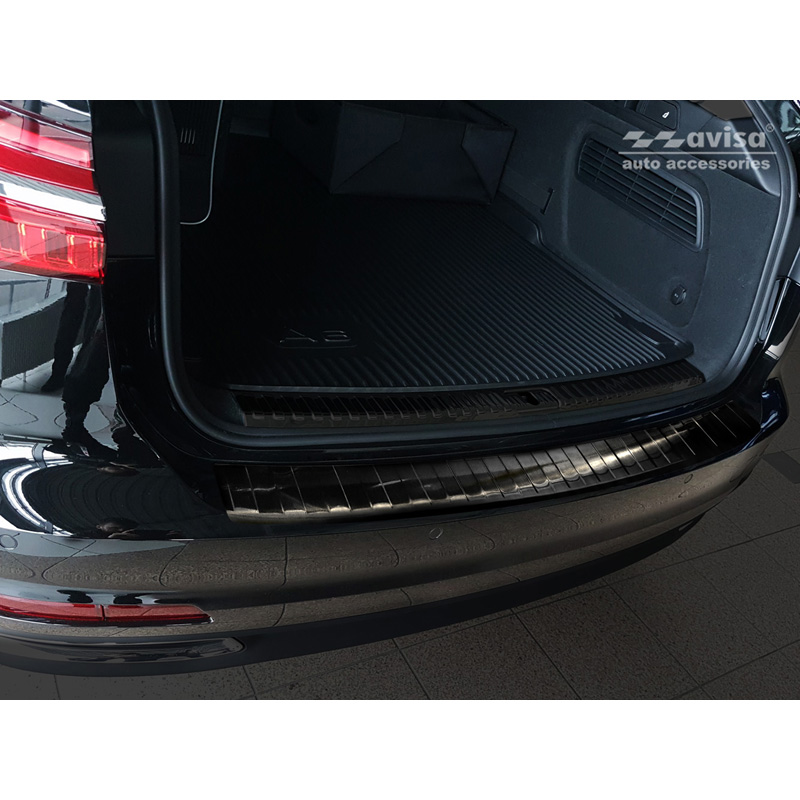 Protection de seuil arrière inox noir sur mesure pour Audi A6 (C8) Avant 2018-2023 & Facelift 2023- 'Ribs' incl. S-Line & Allroad
