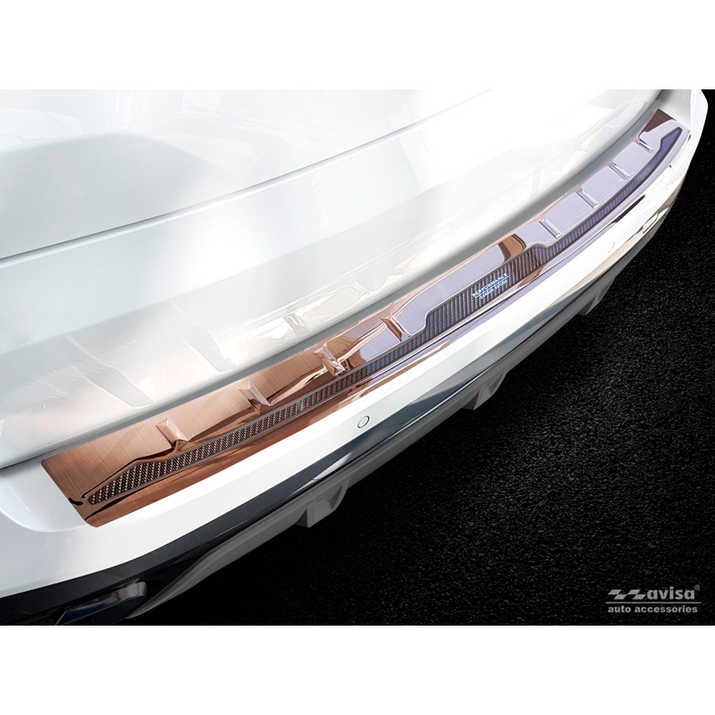 Protection de seuil arrière inox 'Deluxe' sur mesure pour BMW X5 G05 Paquet M 2018- 'Performance' excl. M-Competition Cuivre Brossé/Carbone Cuivre