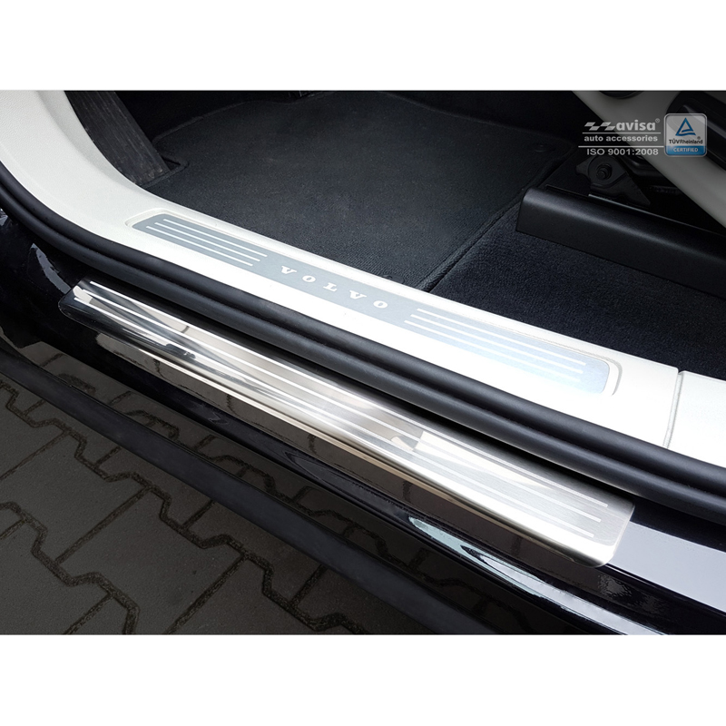Seuils de portes inoxydable sur mesure pour Volvo XC60 II 2017-2021 & FL 2021- incl. R-Design - 'Engraved Lines' - 4-pièces