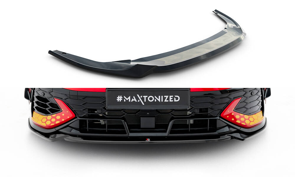 Voorspoiler V.4 Volkswagen Golf GTI Clubsport MK8 Facelift Maxton Glanzend zwart