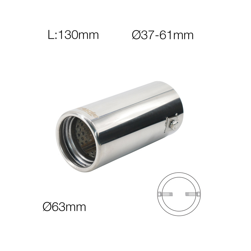 Simoni Racing Embout d'Échappement Rond Inox - Ø63xL130mm - Montage 37-61mm
