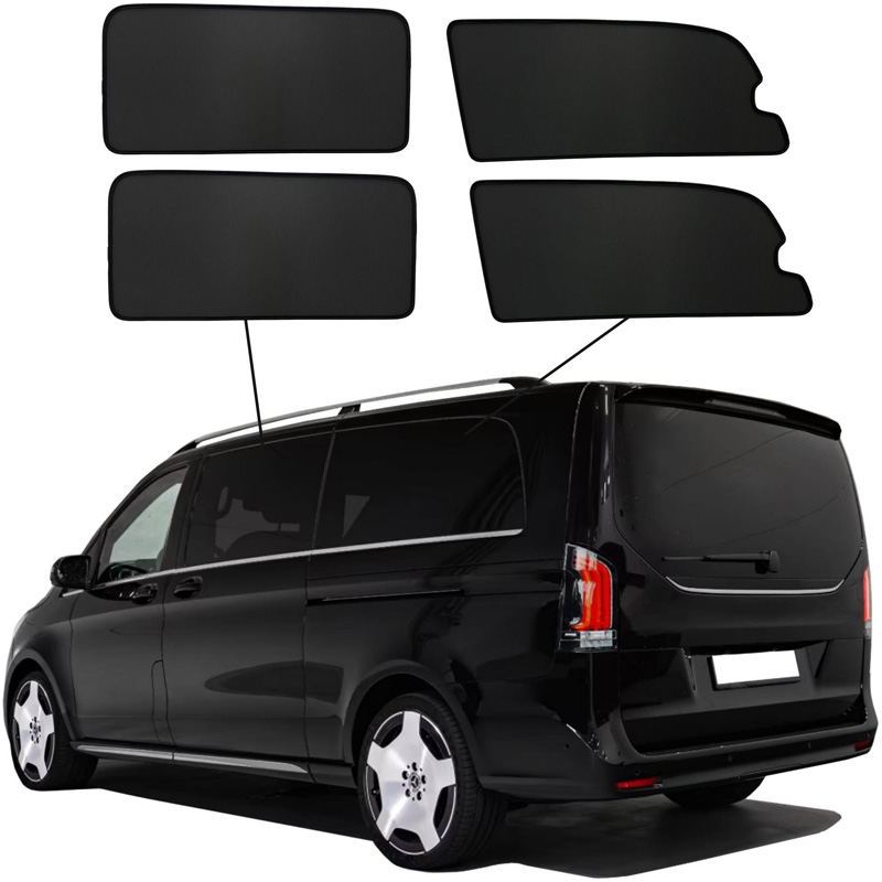 SunClip Protection visuelle & solaire sur mesure pour Mercedes Classe-V W447 (Chassis longue) Facelift 2024- avec vitres entrebâillantes