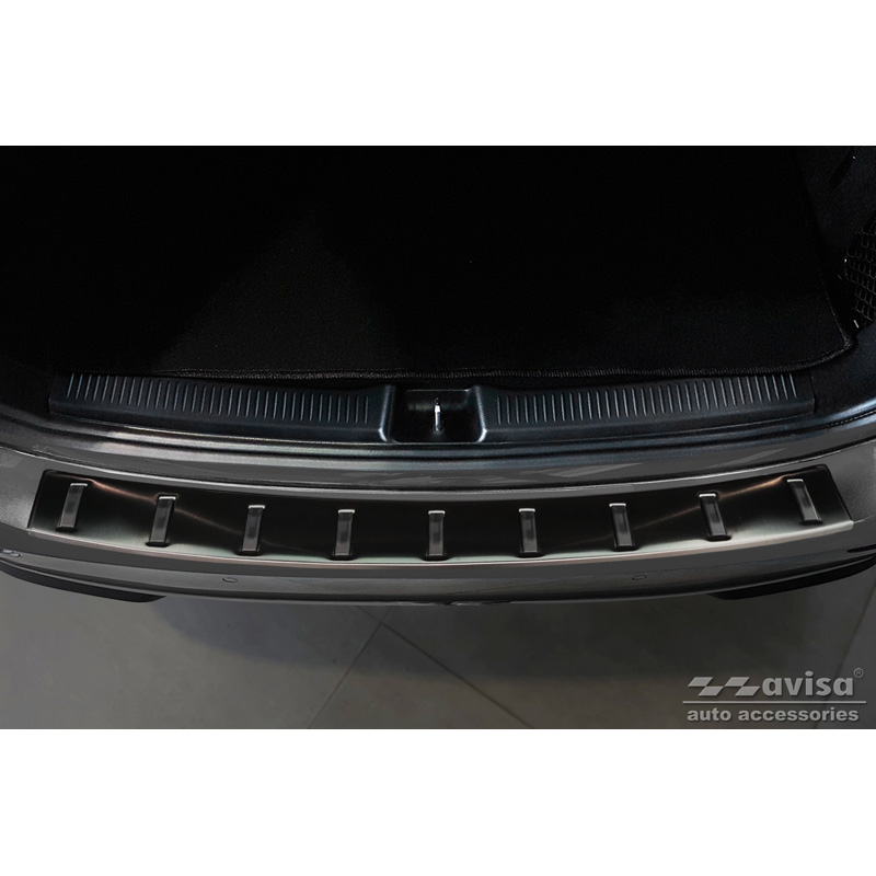 Protection de seuil arrière inox noir sur mesure pour Mercedes Classe-B (W247) 2019- (incl. AMG) 'STRONG EDITION'