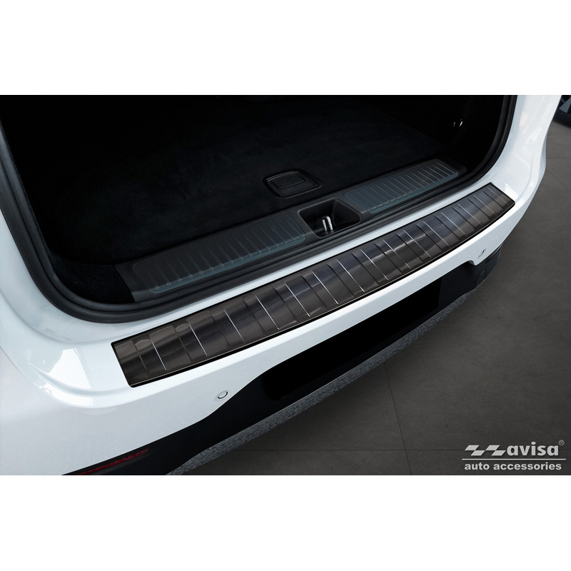 Protection de seuil arrière inox noir sur mesure pour Mercedes EQE SUV (X294) 2022- 'Ribs'