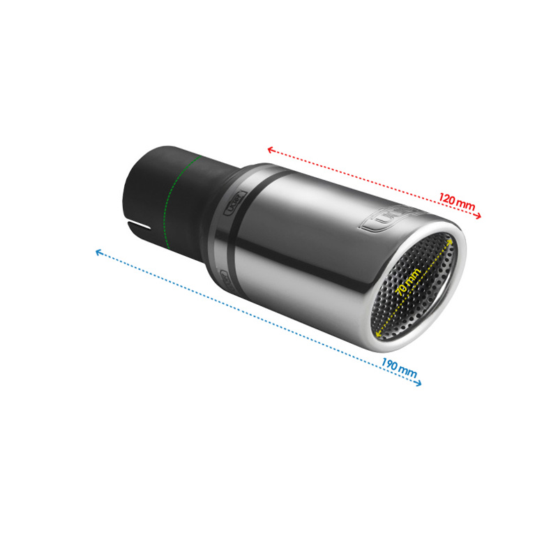 Ulter Sport Embout d'échappement - Ronde Ø70mm Incliné RS - Longueur 120mm - Montage ->50mm - Inoxydable