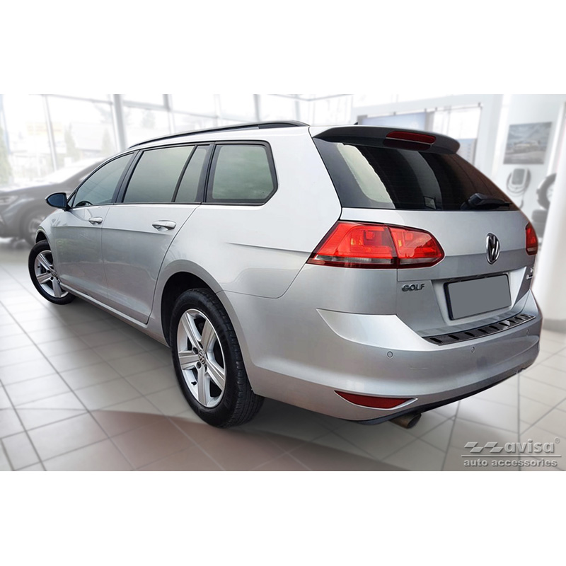 Protection de seuil arrière inox noir sur mesure pour Volkswagen Golf VII Variant incl. Alltrack 2012-2017 'STRONG EDITION'
