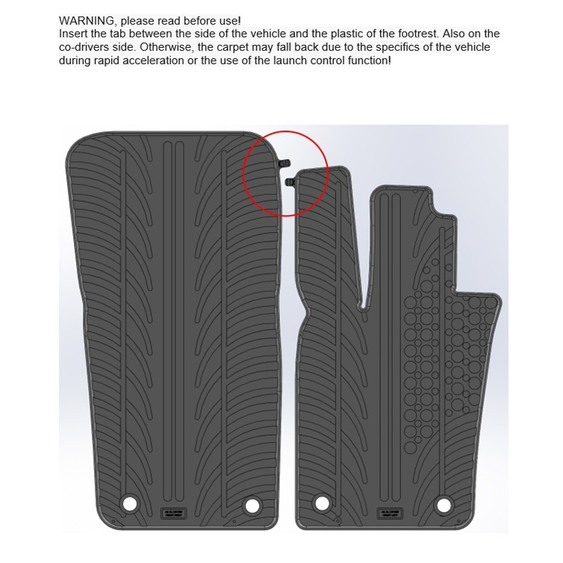 Set tapis de caoutchouc sur mesure pour Porsche Panamera GTS (971) Liftback 2016- (T profil 4-pièces + clips de montage)
