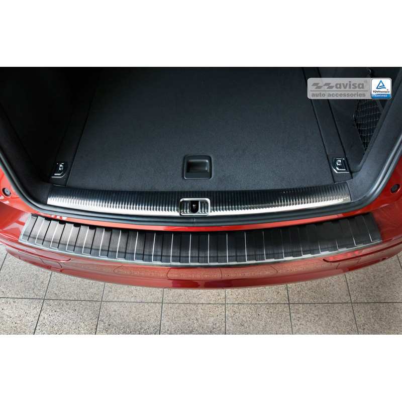 Protection de seuil arrière inox noir sur mesure pour Audi Q5 2008-2012 & 2012- 'Ribs'