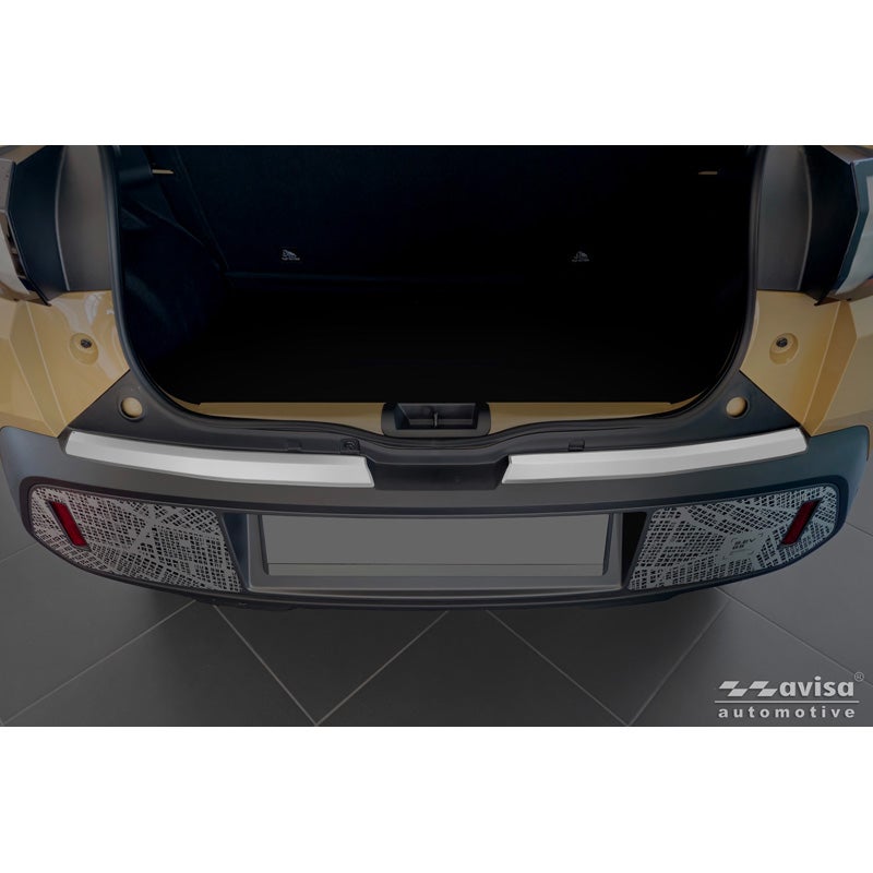 Avisa Protection de Seuil de Coffre Acier Inox sur mesure pour Dacia Spring Facelift 2024- - Argent Mat - 2 pièces