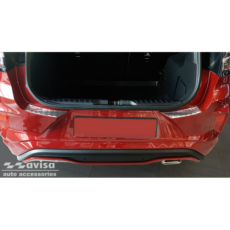 Protection de seuil arrière inox sur mesure pour Ford Puma 2019- 'Ribs' (2-pièces)