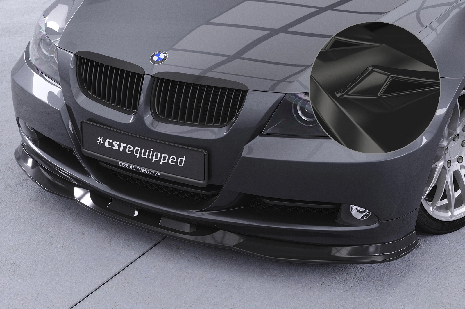 Voorspoiler passend voor BMW 3er (E90/E91) Limousine en Touring Glans Zwart – CSR Automotive