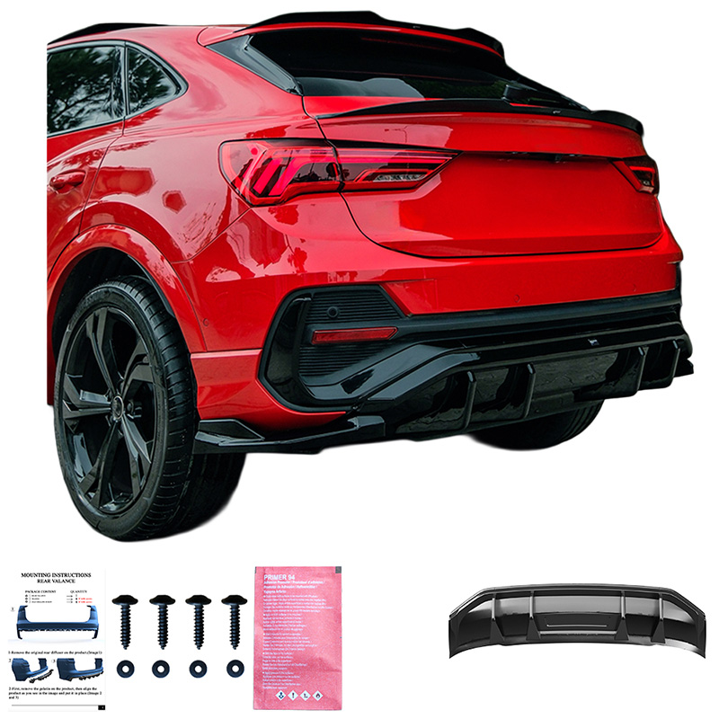 Oneway Jupe de pare-chocs arrière (Diffuseur) sur mesure pour Audi Q3 (F3N) Sportback S-Line 2019-2025 excl. RSQ3 - Noir brillant