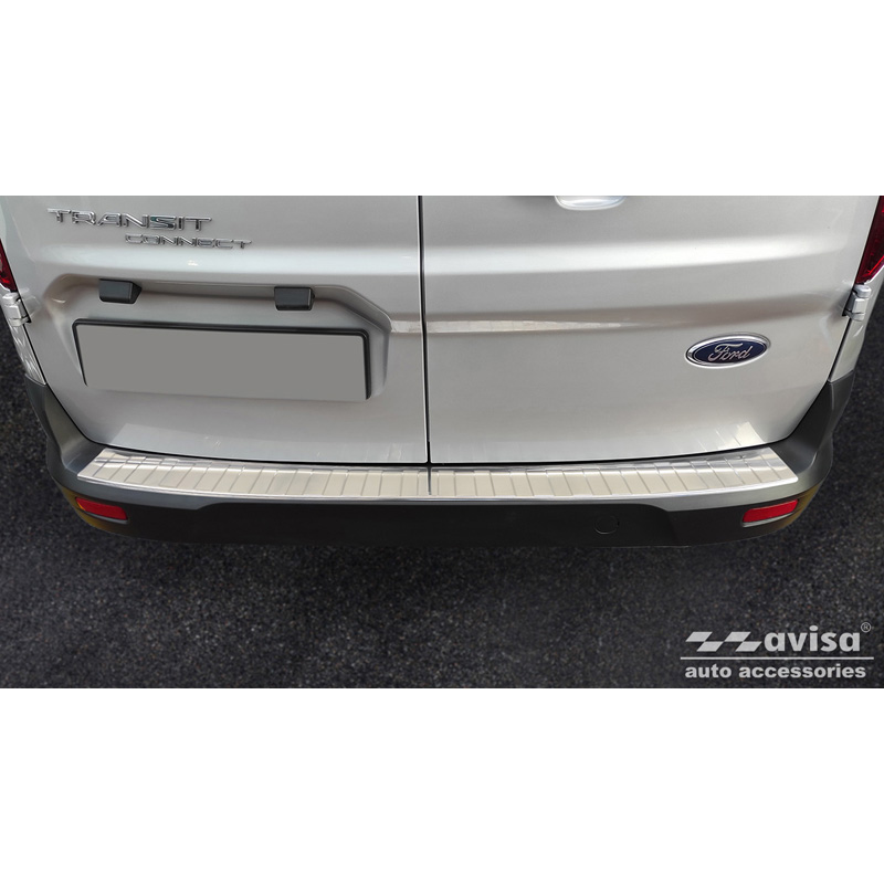 Protection de seuil arrière inox sur mesure pour Ford Tourneo Connect II/Transit Connect II 2014-2017 & FL 2017-2022 'Ribs'