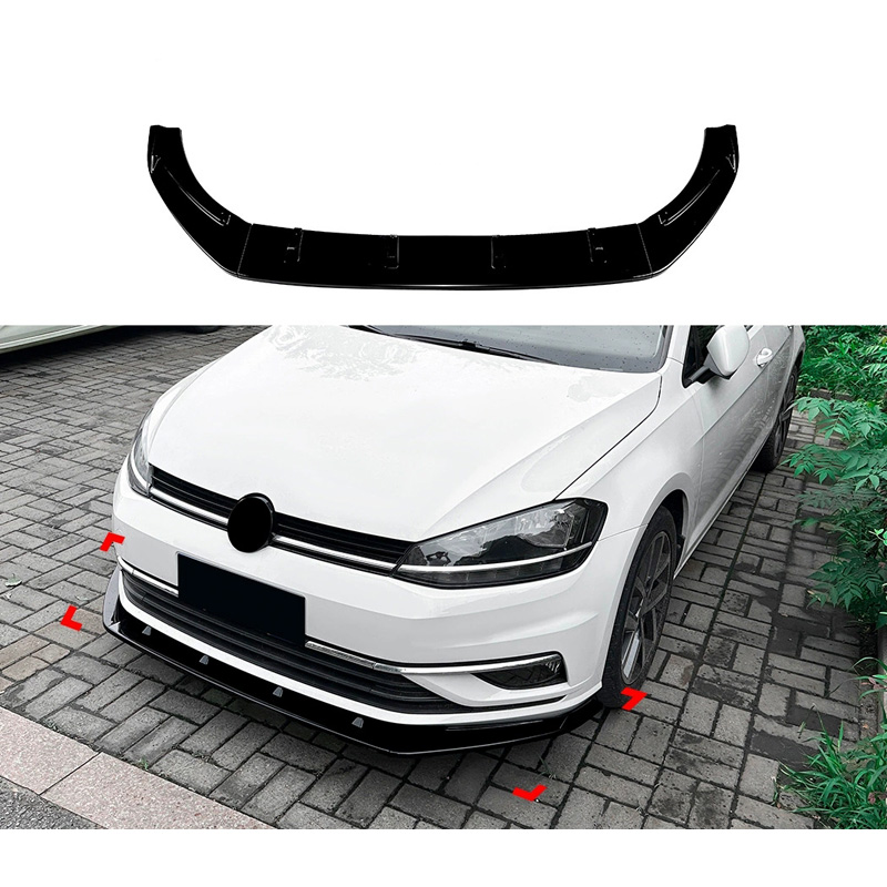 Spoiler avant sur mesure pour Volkswagen Golf VII (7.5) 2017-2019 excl. GTi/GTD/R/R-Line (ABS Noir luisant)