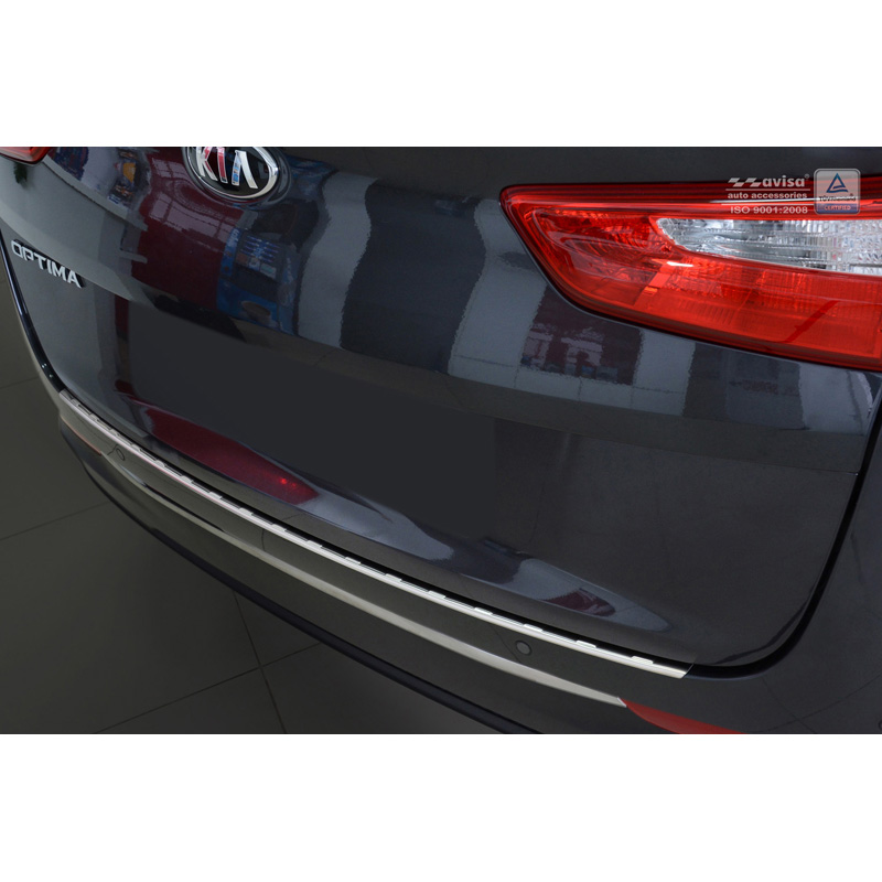 Protection de seuil arrière inox sur mesure pour Kia Optima Combi 2016- 'Ribs'