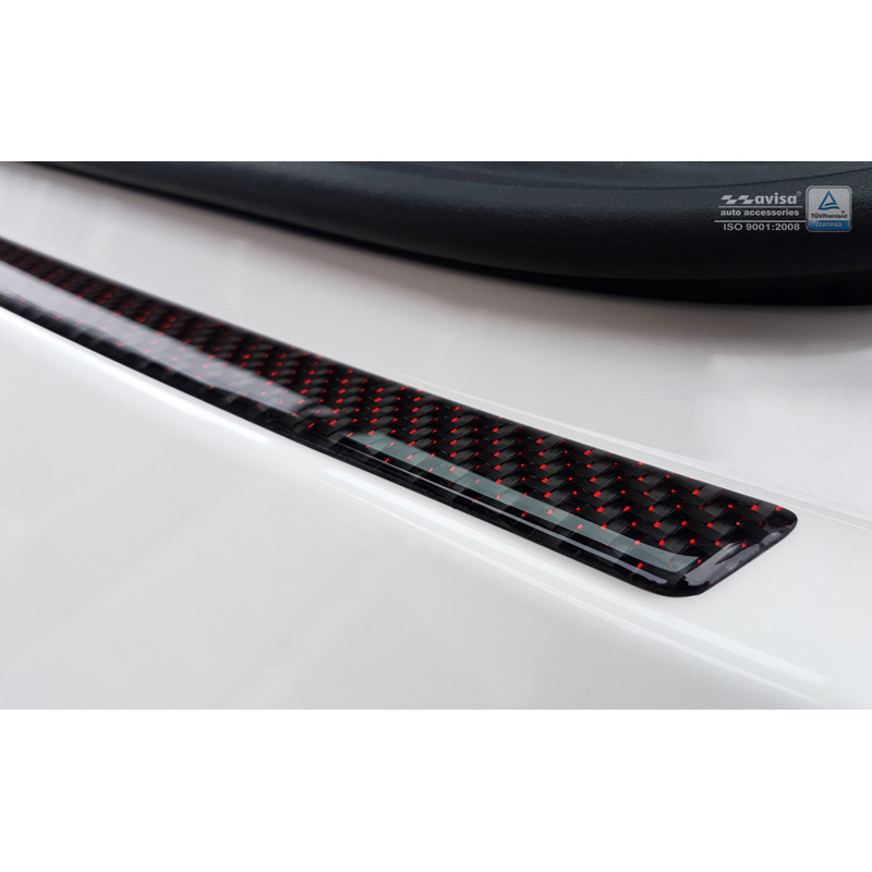 Protection de seuil arrière carboné sur mesure pour Audi Q3 2011-2015 & 2015- Carboné noir-rouge