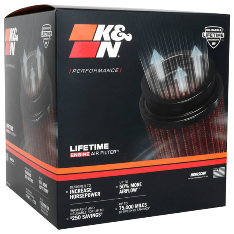 K&N Filtre à Air Universel Conique 127mm raccordement, 203mm de base, 168mm en haut, hauteur 219mm (RU-5294)