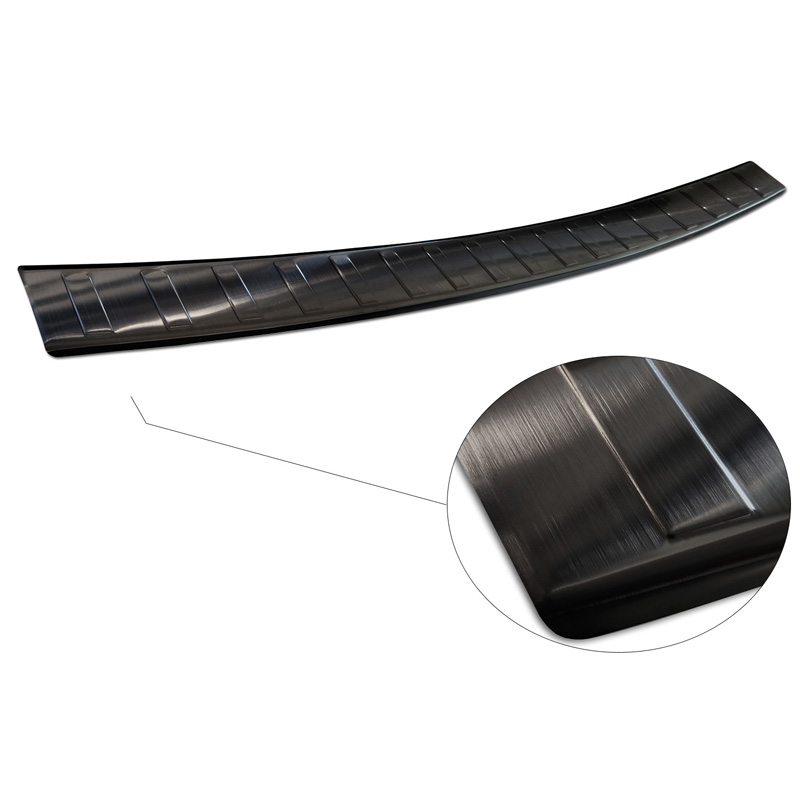 Protection de seuil arrière inox noir sur mesure pour Skoda Fabia IV Hatchback 2021- 'Ribs'
