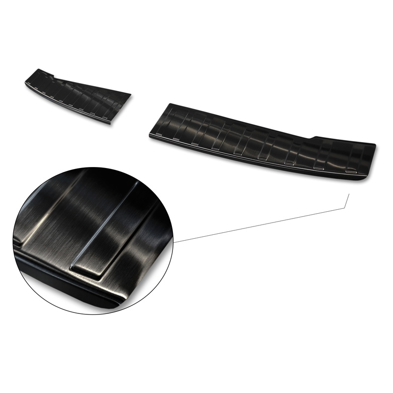 Protection de seuil arrière inox noir sur mesure pour Dacia Sandero III 2020-2022 & Facelift 2022- 'Ribs' incl Stepway (2-pièces)