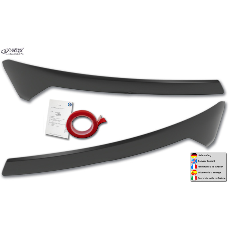 RDX Spoilers de phares sur mesure pour Ford Transit Courier & Tourneo Courier 2023- (sans clignotants LED ni feux diurnes) (ABS)