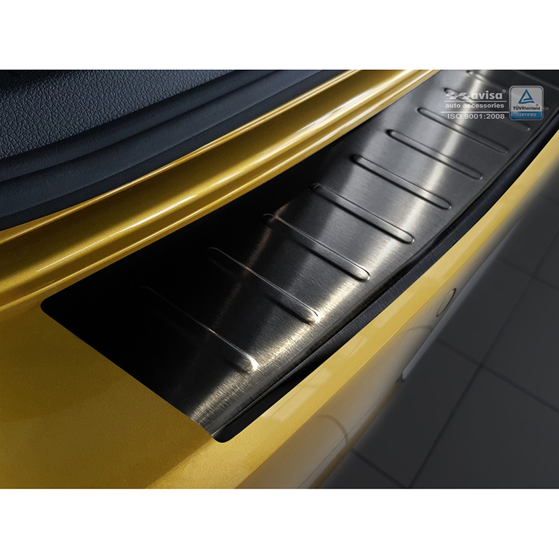 Protection de seuil arrière inox noir sur mesure pour Volkswagen Golf VII HB 3/5-portes 2012-2017 & FL 2017-2019 'Ribs'